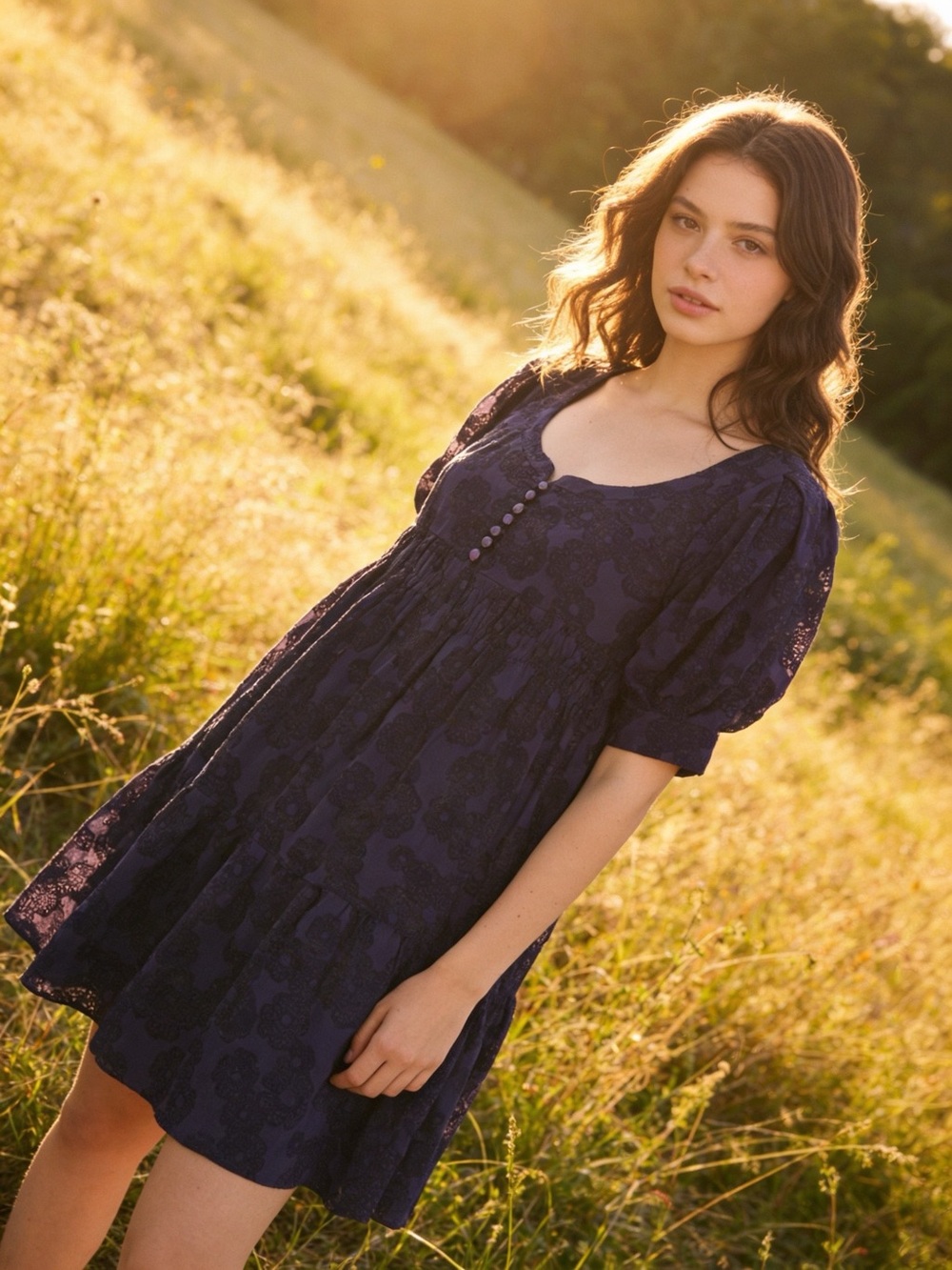 Women’s Anthropologie Mauve purple dress silk & cotton sheer size 6